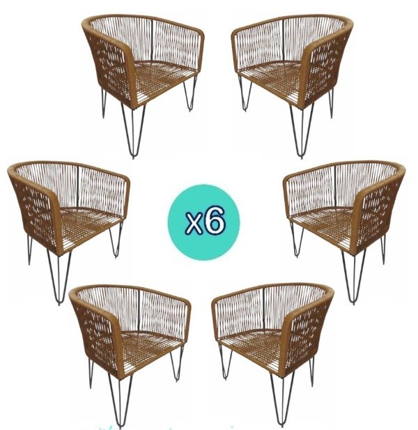 Producto - Sillón Gervasoni ( 6 unidades) en Hierro y Símil Yute