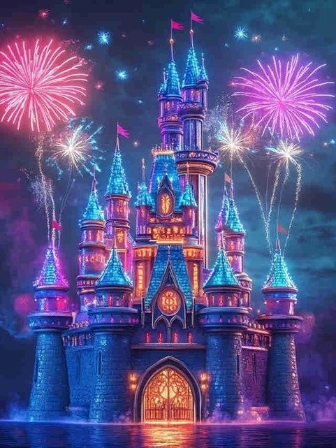 Producto - Kit De Pintura Con Diamantes Diamond Painting 30x40cm - Castillo Disney Noche