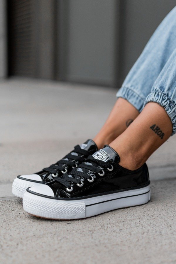 Producto - Converse con plataforma CHAROL y CUERO P.U