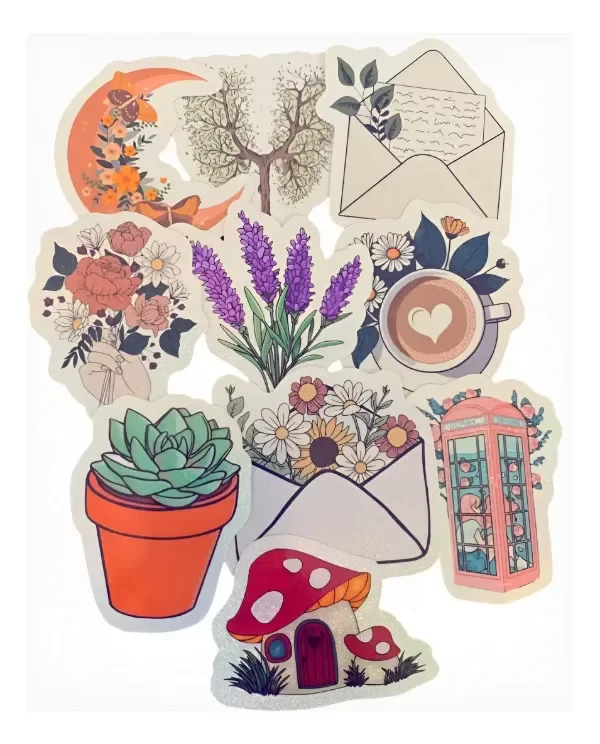 Producto - Stickers Holograficos x10 Flores Mod 2