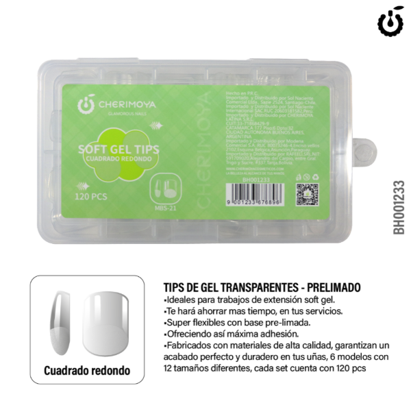 Producto - Tips Soft Gel Cuadrado Redondo Cortos Cherimoya