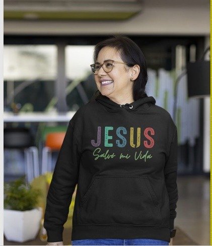 Producto - Buzo canguro y capucha Jesús salvo mi vida TALLE L / M / XL