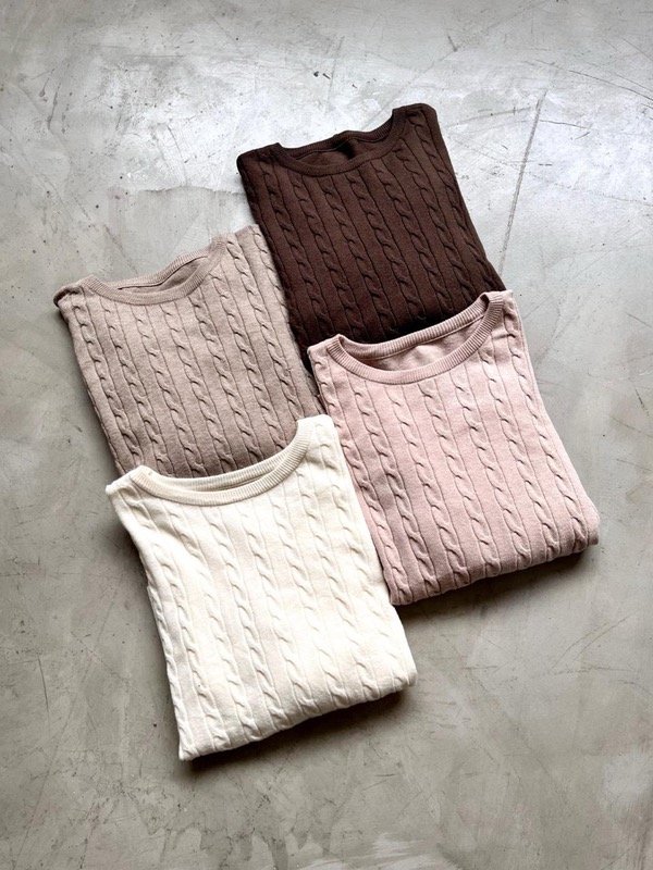Producto - Sweater trenzas con tajo Bremer Blanco, Bordó, Visón y Beige