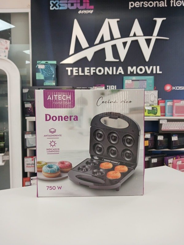 Producto - Maquina de Mini Donas Antiadherente Teflon 750W Aitech AIHG250229D