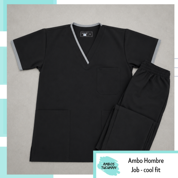Producto - Ambo Job Negro detalle Gris