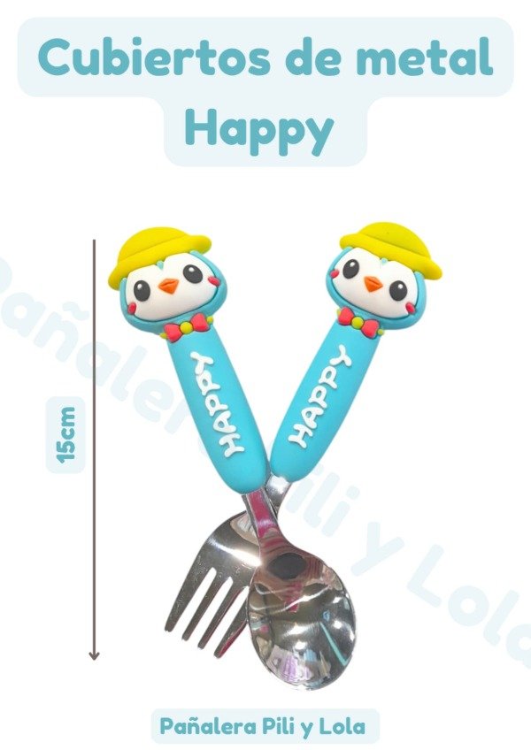 Producto - Cubiertos de metal Happy 15cm