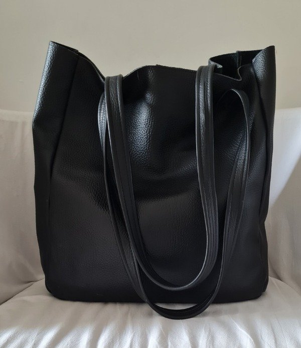 Producto - Cartera Tote cuero negra - 0