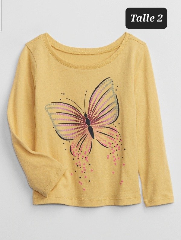 Remera manga larga Gap talle 2 mariposa