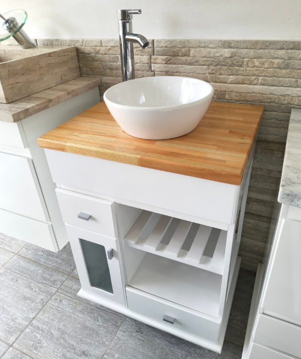 Producto - Vanitory 60cm 1 puerta, dos cajones, tapa y deck