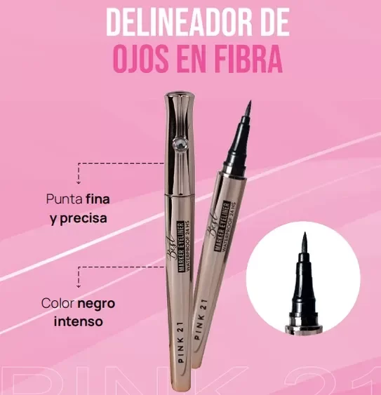 Producto - DELINEADOR EN FIBRA NEGRO WATERPROOF - Pink 21