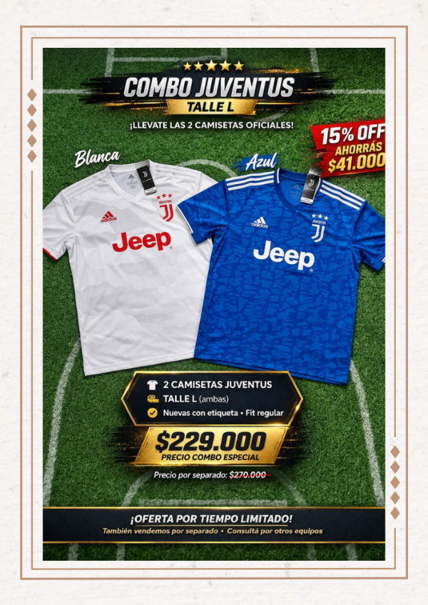 Producto - Combo Juventus Blanca + Azul Original Adidas Talle L