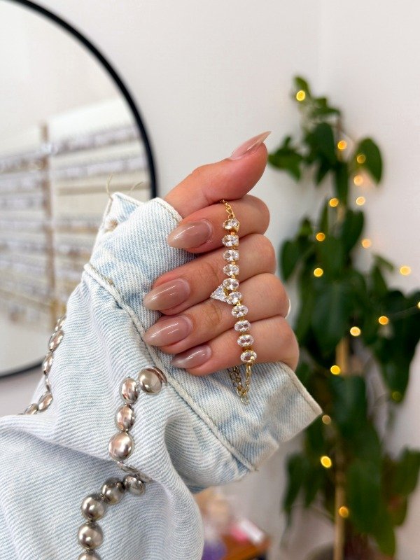 Producto - Pulsera acero dorado cúbics triángulo cúbics