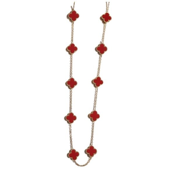 Producto - Gargantilla VANCLE 10 TRÉBOLES rojo/gold