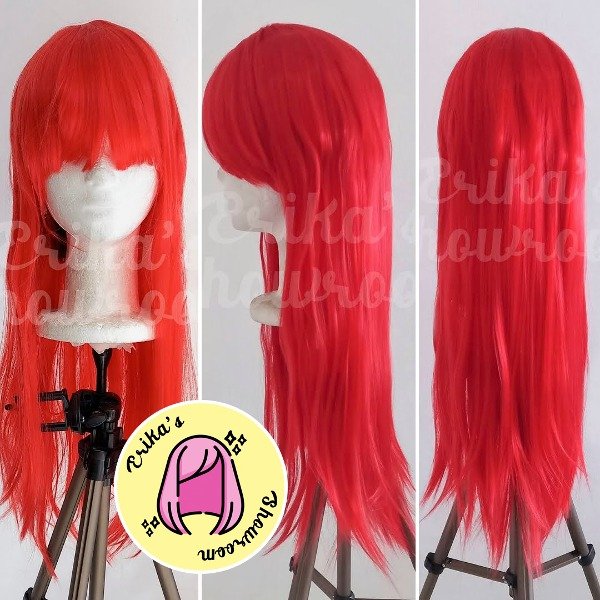 Producto - Peluca larga lacia con flequillo rojo 113