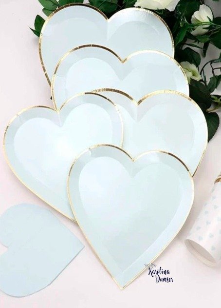 Producto - Plato Polipapel Corazón Celeste por 5 unid.