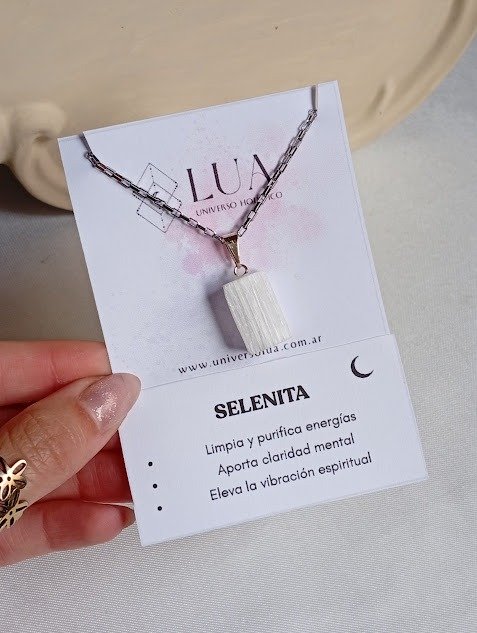 Producto - Collar PURIFICACIÓN piedra SELENITA - Acero quirúrgico