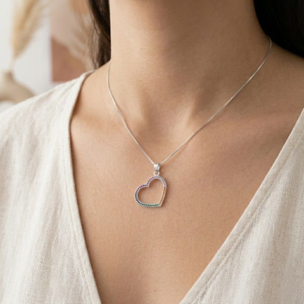 Producto - Dije Corazón Multicolor- Plata 925