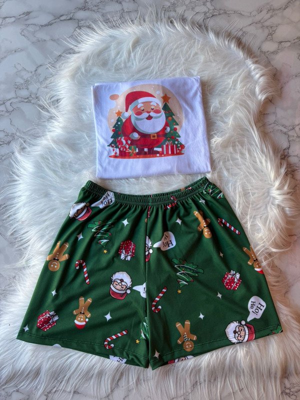 Producto - Pijama animado corto + remera manga corta - Papa Noel