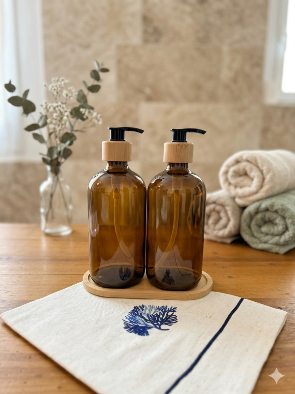 Producto - Set de dispensers con base bamboo
