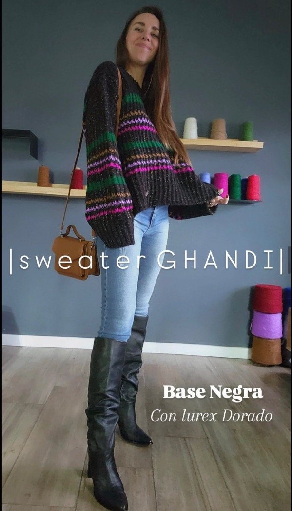 Producto - Sweater Ghandi Negro con Lurex