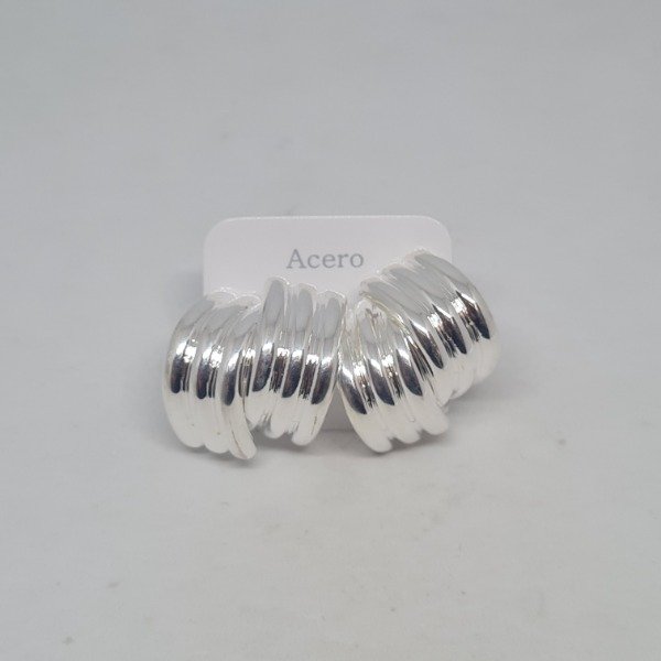 Producto - Aros plateados media argolla triple
