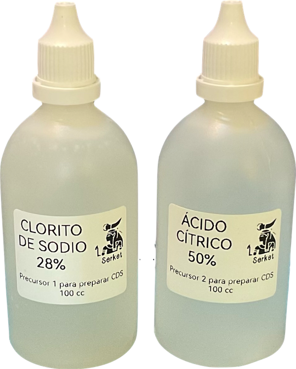 Producto - Precursores para preparar CDS: Clorito de socio + Ac cítrico