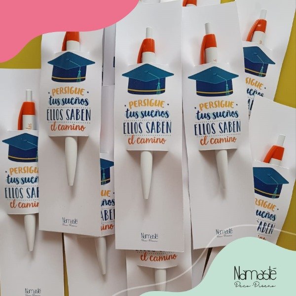 Producto - 50 Biromes lolipop impresas con cartón personalizado clip naranja