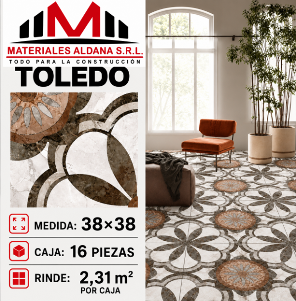 Producto - Cerámica Toledo 38x38 (16 piezas) Caja 2.31 m2 - 2