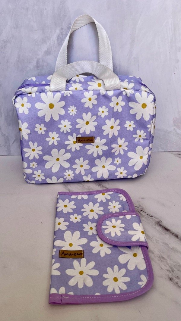 Producto - Valija + Porta Documento Margaritas violeta