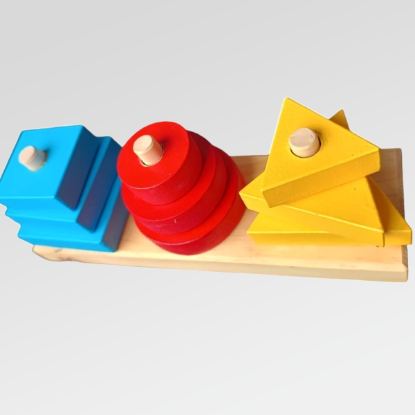 Producto - Torre 9 Bloques de Madera Geométricos - 20 cm - Juguete Waldorf Montessori