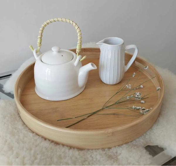 Producto - Bandeja De Bambú Natural Redonda