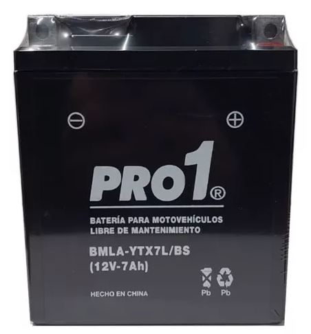 Producto - Bateria Sellada de Moto - 12v 7Ah (113 x 70 x130mm) - "(-) (+)" - Pro1