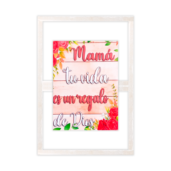 Producto - Cuadro De Madera Aéreo 22 x 32 Cm (DÍA DE LA MADRE) - (PACK X2 UNIDADES)