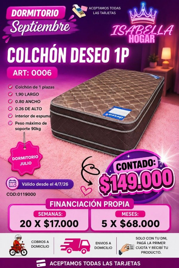 Producto - COLCHON DESEO 1P COD:0105