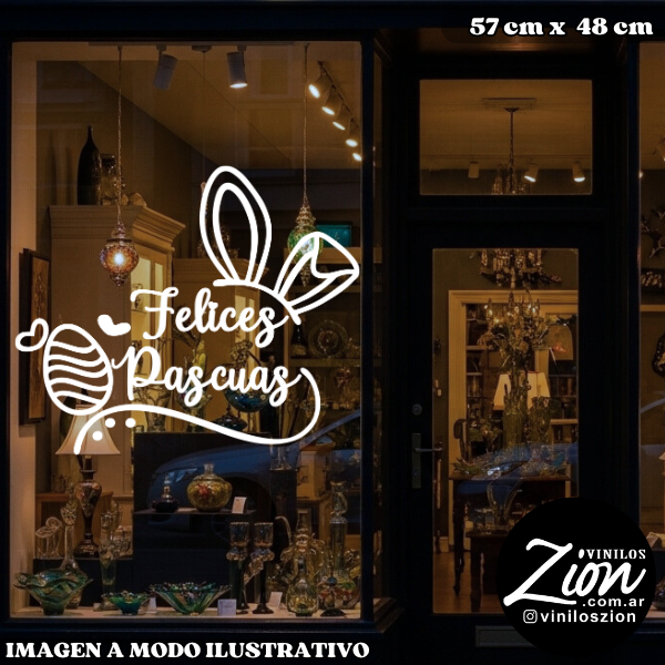 Producto - Vinilo decorativo para vidriera de Felices Pascuas Orejas 2
