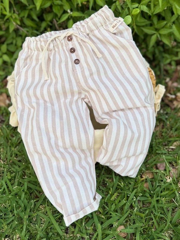 Producto - Baggie Varón Lino Rayado Beige