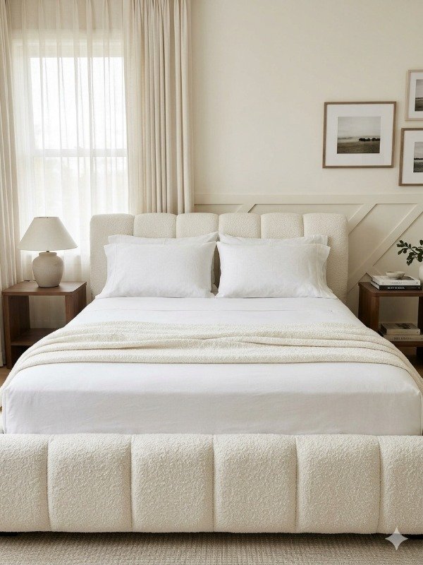 Producto - Base de Cama + Respaldo Tapizado en Bouclé - 0