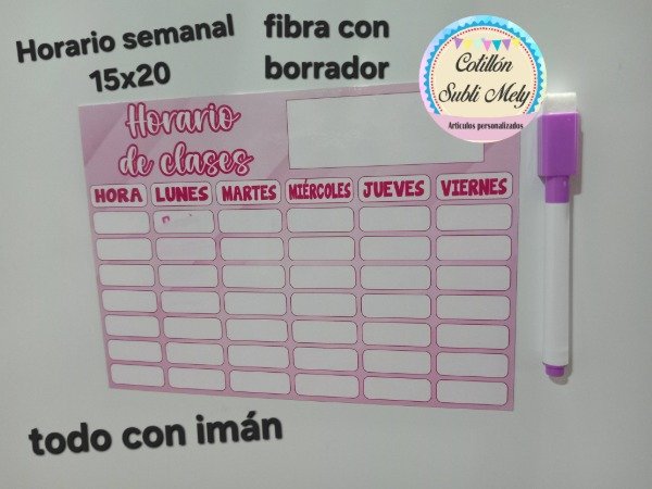 Producto - ORGANIZADOR DE HORARIO ESCOLAR 15X20 1 FIBRA CON BORRADOR TODO CON IMAN