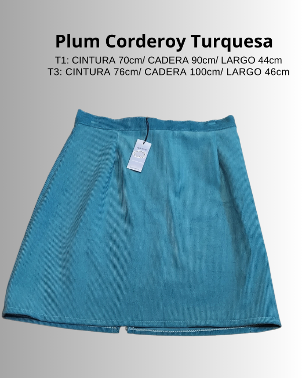 Producto - Falda Plum Corderoy Turquesa