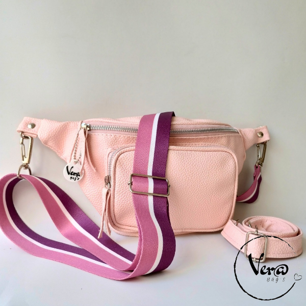 Producto - Riñonera Graciela doble correa rosa