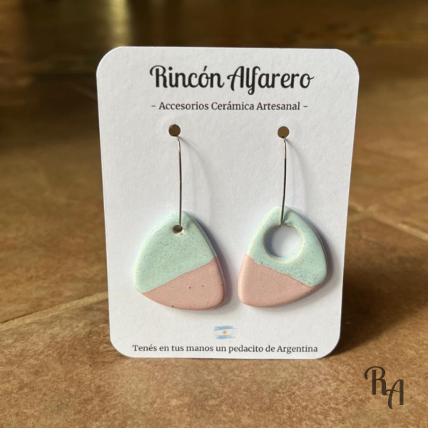 Producto - Pendientes Buenos Aires - irregulares calados celeste jaspeado y rosa