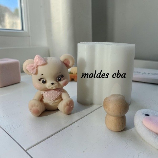 Producto - Molde osita bebé GRANDE moño, babero y chupete - 0