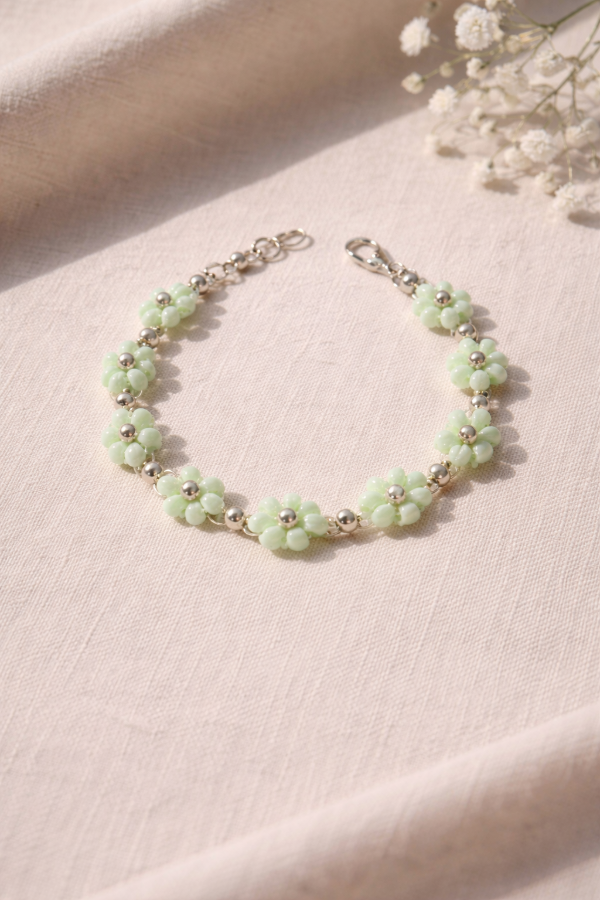 Producto - Pulsera de Flores Bianca - Verde pastel