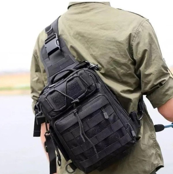 Producto - Morral Bolso Tactico Militar Pechera Negro Tela Antidesgarro 15 Litros - 4