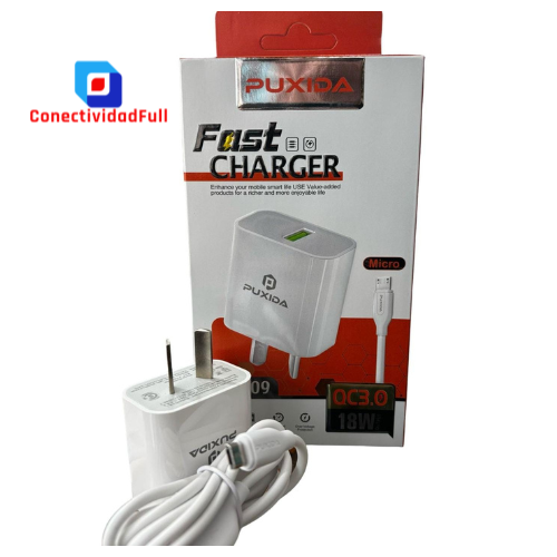 Producto - Cargador Para Celular Carga Rapida Puxida 18w Ficha Micro