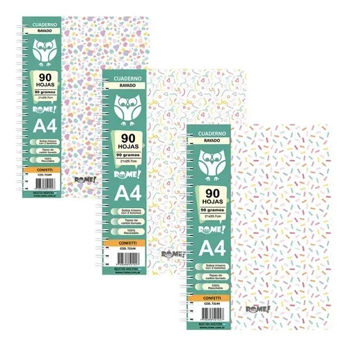Producto - Cuaderno A4 Confetti Rayado