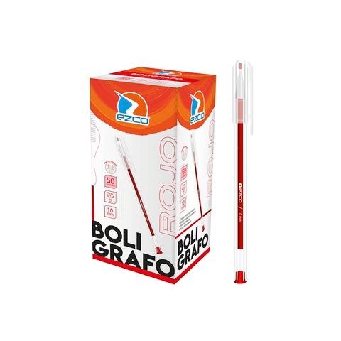 Producto - BOLIGRAFO 1MM ROJO CAJA X50 UNIDADES EZCO