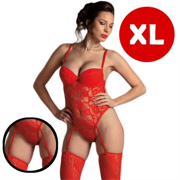 Producto - Body XL con copa semitransparente rojo