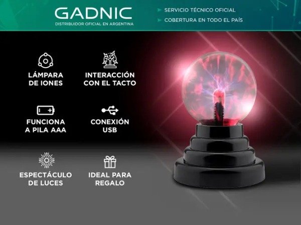 Producto - Lámpara De Plasma Eléctrica Bola De Luz Con Rayos -Gadnic - 1