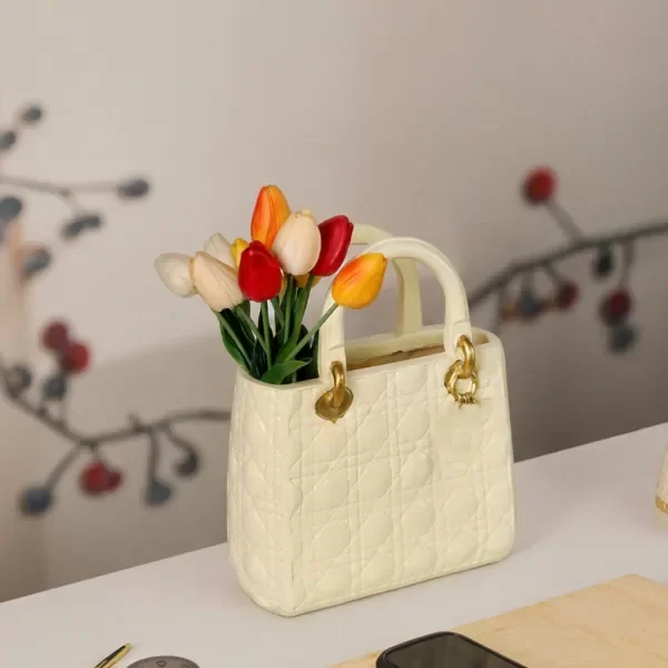 Producto - Florero Decorativo Diseño Cartera de Lujo Acolchada